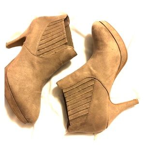 Tan Suede Comfort Ankle Booties